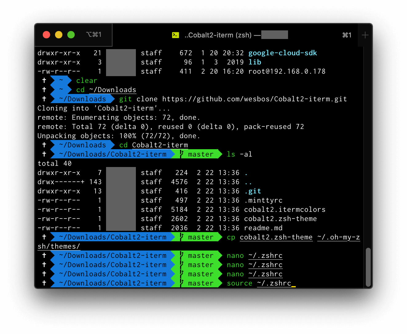 【MacOS】iTerm2 + Oh My Zsh + Cobalt2 安裝教學